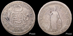 Peru, Lima. 2 Reales. 1835. MM.