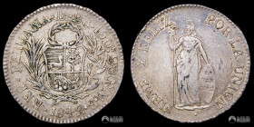 Peru, Lima. 2 Reales. 1842. MB.