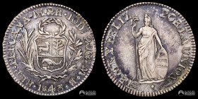 Peru, Lima. 2 Reales. 1843. MB.