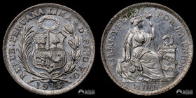 Peru, Lima. ½ Dinero. 1913. FG.