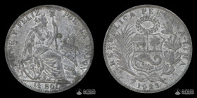 Peru. ½ Sol. 1865. FALSO DE EPOCA.