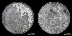 Peru, Lima. 1 Sol. 1891. TF.