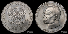 Polonia, Varsovia. 50.000 Eslotis. 1988. 70° aniversario de la independencia.