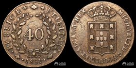 Portugal, Lisboa. 40 Reis (Patacon). 1831 (Miguel I).
