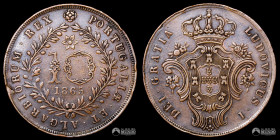 Portugal (Islas Azores). 10 Reis. 1865 (Luis I).