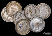 Reino Unido, Londres. Lote de siete: 6 Peniques. 1845-1910.