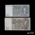 Alemania (Republica de Weimar). Pareja: 10 y 20 Reichsmark. 1929.