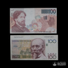Belgica, Banco Nacional. Pareja de billetes a catalogar: 100 Francos.