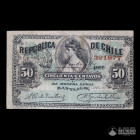 Chile, Republica (Ministerio de Hacienda). 50 Centavos. 1891.