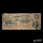 Chile, Republica (Ministerio de Hacienda). 1 Peso. 1881.