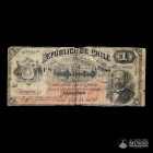 Chile, Republica (Ministerio de Hacienda). 1 Peso. 1887.