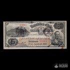 Chile, Republica (Ministerio de Hacienda). 5 Pesos. 1907.