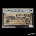 Chile, Republica (Ministerio de Hacienda). 5 Pesos. 1916. PMG 20 VERY FINE.