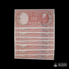 Chile, Banco Central. Lote de ocho: 10 Centesimos sobre 100 Pesos. 1960-1961.