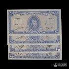 Chile, Banco Central. Lote de cuatro: ½ Escudo. 1967-1973.