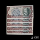 Chile, Banco Central. Lote de cinco: 10 Escudos. 1970.