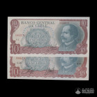 Chile, Banco Central. Pareja: 10 Escudos. 1971. Litografiado.