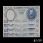 Chile, Banco Central. Lote de cuatro: 50 Pesos. 1981.