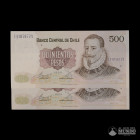 Chile, Banco Central. Pareja: 500 Pesos. 1989.