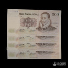 Chile, Banco Central. Lote de cuatro: 500 Pesos. 1992.