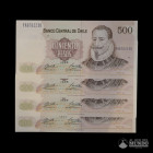 Chile, Banco Central. Lote de cuatro: 500 Pesos. 1995.
