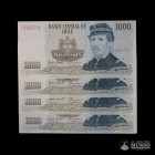 Chile, Banco Central. Lote de cuatro: 1.000 Pesos. 1991.