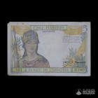 Indochina Francesa, Banco de Indochina. 5 Piastras. 1932-1949.