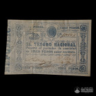 Paraguay, Tesoro Nacional. 3 Pesos. 1865.