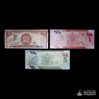 Trinidad y Tobago, Banco Central. Lote de tres billetes a catalogar.