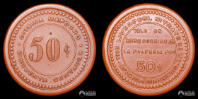 Chile, Huara. Ficha: Oficina Mapocho - 50 Centavos. Circa 1910.