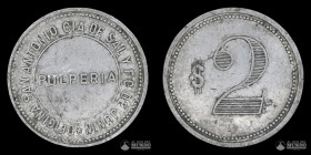 Chile. Ficha: Oficina San Antonio (Cia. de Sal y FC de Junin) - 2 Pesos. S/F.