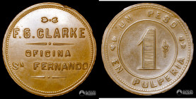 Chile, Tarapaca. Ficha: Oficina San Fernando (F. G. Clarke) - 1 Peso. S/F.