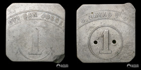 Chile, Huara. Ficha: Oficina San Jorge (J. Zayas y Ca.) - 1 Peso. S/F.