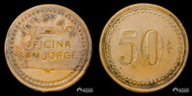 Chile, Huara. Ficha: Oficina San Jorge (Junoy y Ca.) - 50 Centavos. S/F.