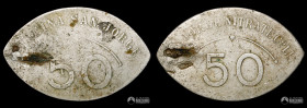Chile, Huara. Ficha: Oficina San Jorge (San Jorge Nitrate Co. Ld.) - 50 Centavos. S/F.