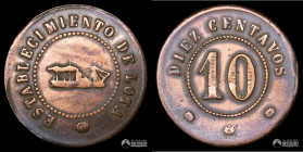 Chile. Ficha: Establecimiento de Lota - 10 Centavos. S/F.