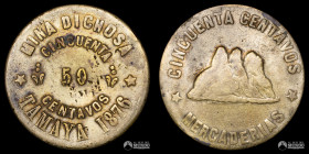 Chile, Tamaya. Ficha: Mina Dichosa - 50 Centavos. 1876.