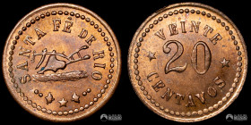 Chile, Los Angeles. Ficha: Hacienda Santa Fe de Rio - 20 Centavos. S/F.