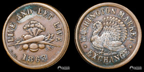 Estados Unidos. Ficha: Washington Market (Nueva York). 1863.