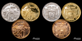 Bolivia. Lote de tres: Medallas de la Sociedad Numismatica Boliviana en homenaje a la ceca de La Paz. 1976-2016.