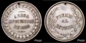 Chile, Arica. Medalla: Premio al Estudio. 1889.