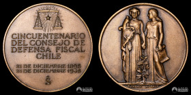 Chile, Santiago. Medalla: Cincuentenario del Consejo de Defensa Fiscal. 1945.