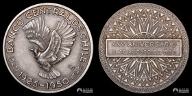 Chile. Medalla: 25 Años del Banco Central de Chile. 1950.