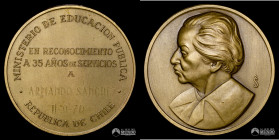 Chile, Santiago. Medalla: Ministerio de Educacion - 35 años de servicio. 1970.