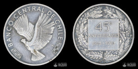 Chile, Santiago. Medalla: 45° Aniversario del Banco Central. 1970.