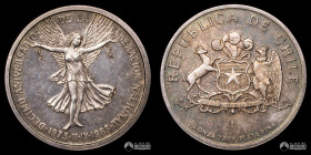 Chile, Santiago. Medalla: 10° Aniversario de la Liberacion Nacional. 1983. ¼ de onza de plata.