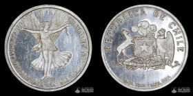Chile, Santiago. Medalla: 10° Aniversario de la Liberacion Nacional. 1983. ¼ de onza de plata.