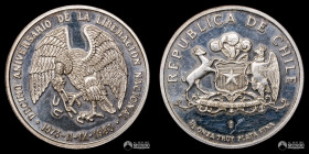 Chile, Santiago. Medalla: 10° Aniversario de la Liberacion Nacional. 1983. ½ onza de plata.
