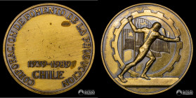 Chile, Santiago. Medalla: 50 años de la Corporacion de Fomento de la Produccion. 1989.
