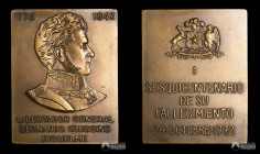 Chile, Santiago. Placa: Sesquicentenario del fallecimiento de Bernardo O'Higgins. 1992.